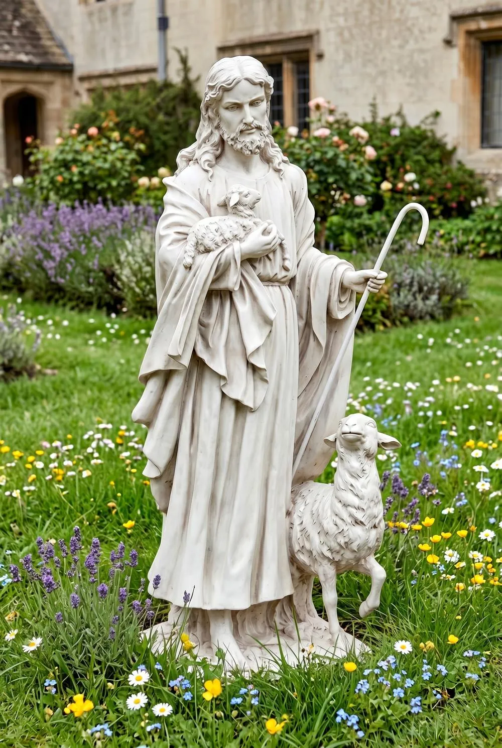 Jesus the Good Shepherd Garden Statue: Grande