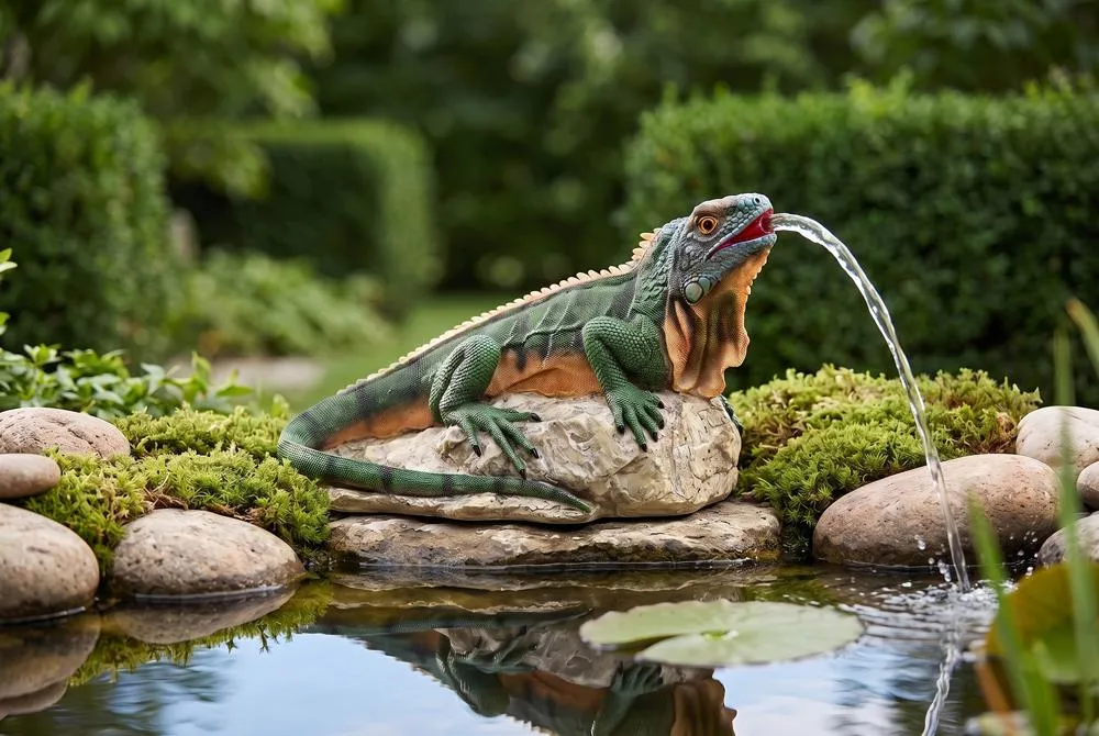 Ike, the Iguana Spitter Piped Statue