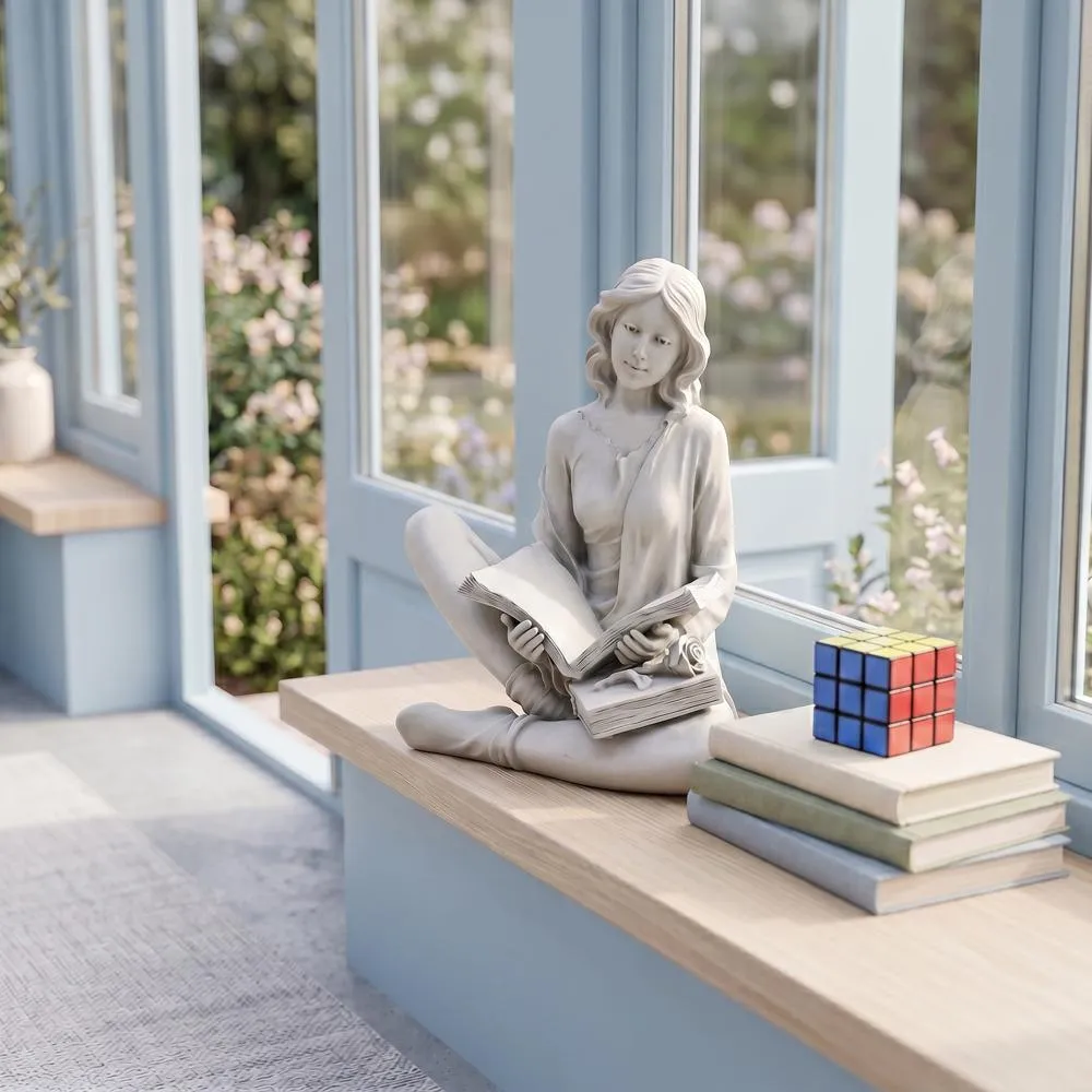 Reflection Reader Garden Girl Statue