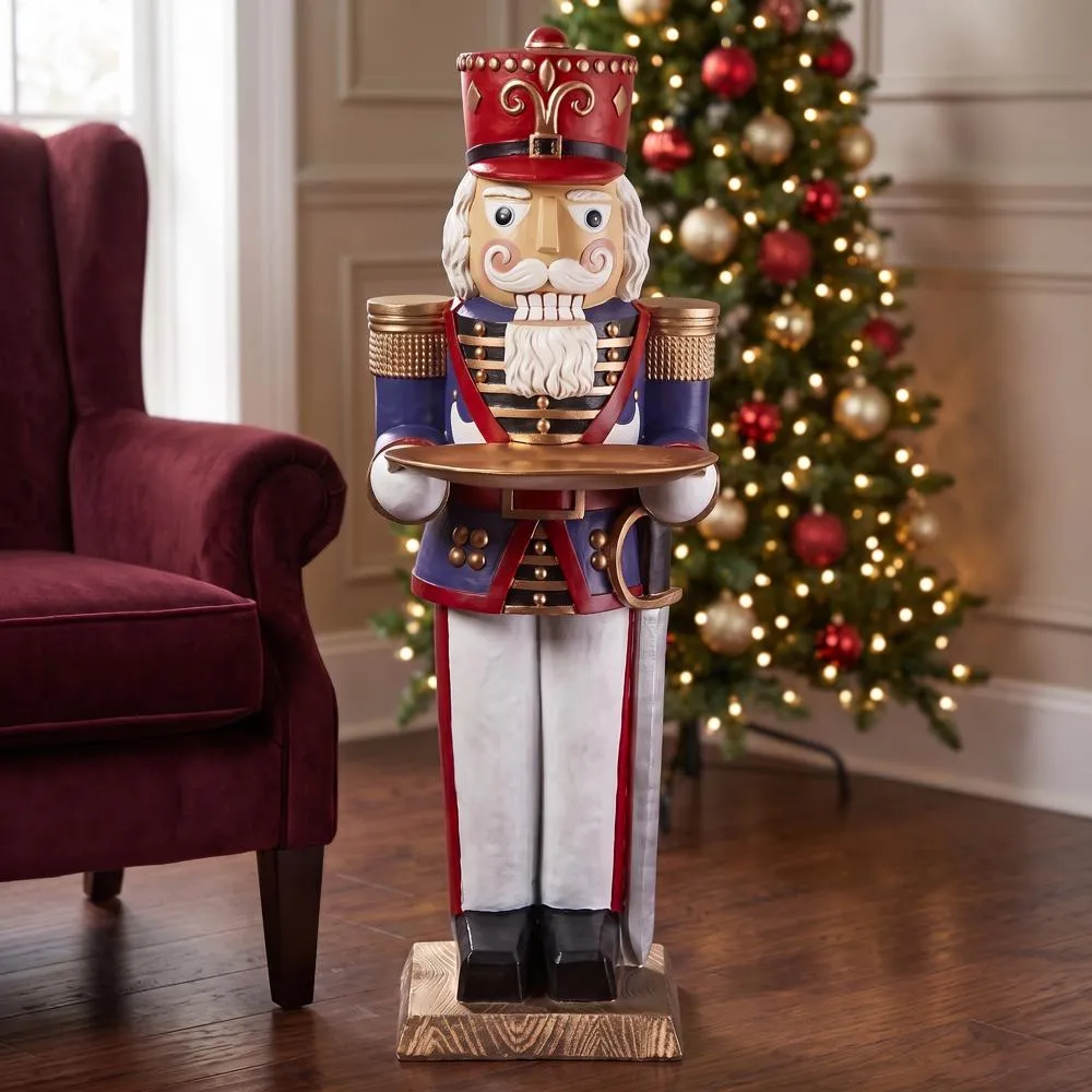 Nutcracker Soldier Holiday Butler Sculptural Pedestal Table