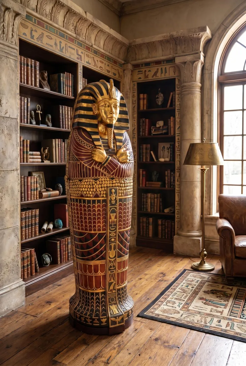 King Tutankhamen's Life-Size Sarcophagus Cabinet