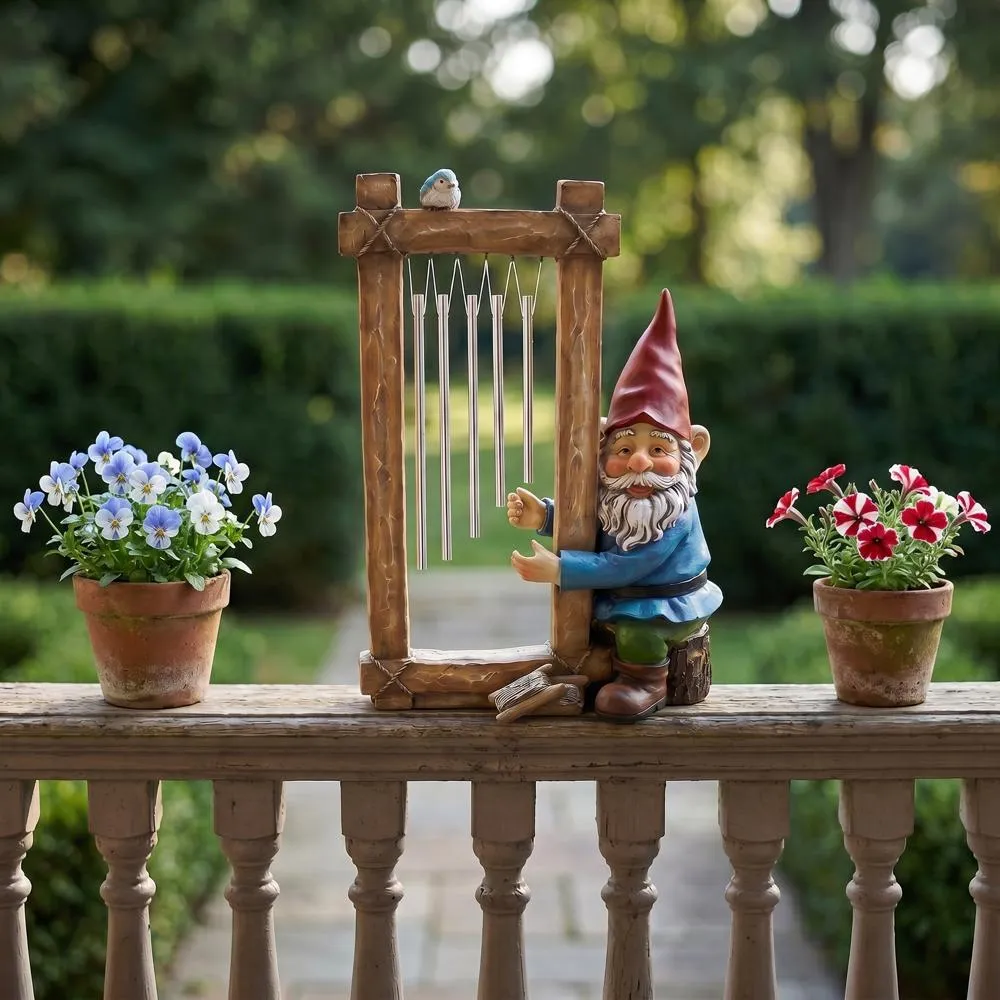Ringing His Chimes Garden Gnome Statue