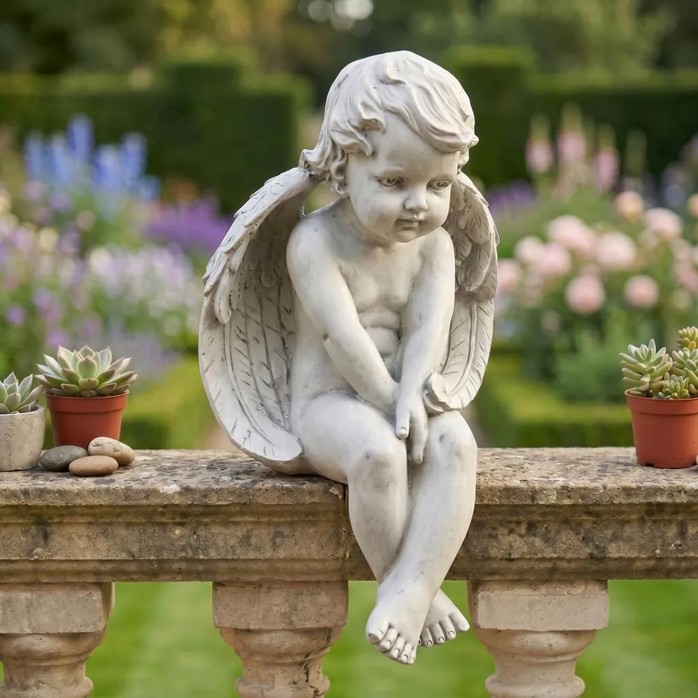 Angel of Meditation Sitting Cherub Statue
