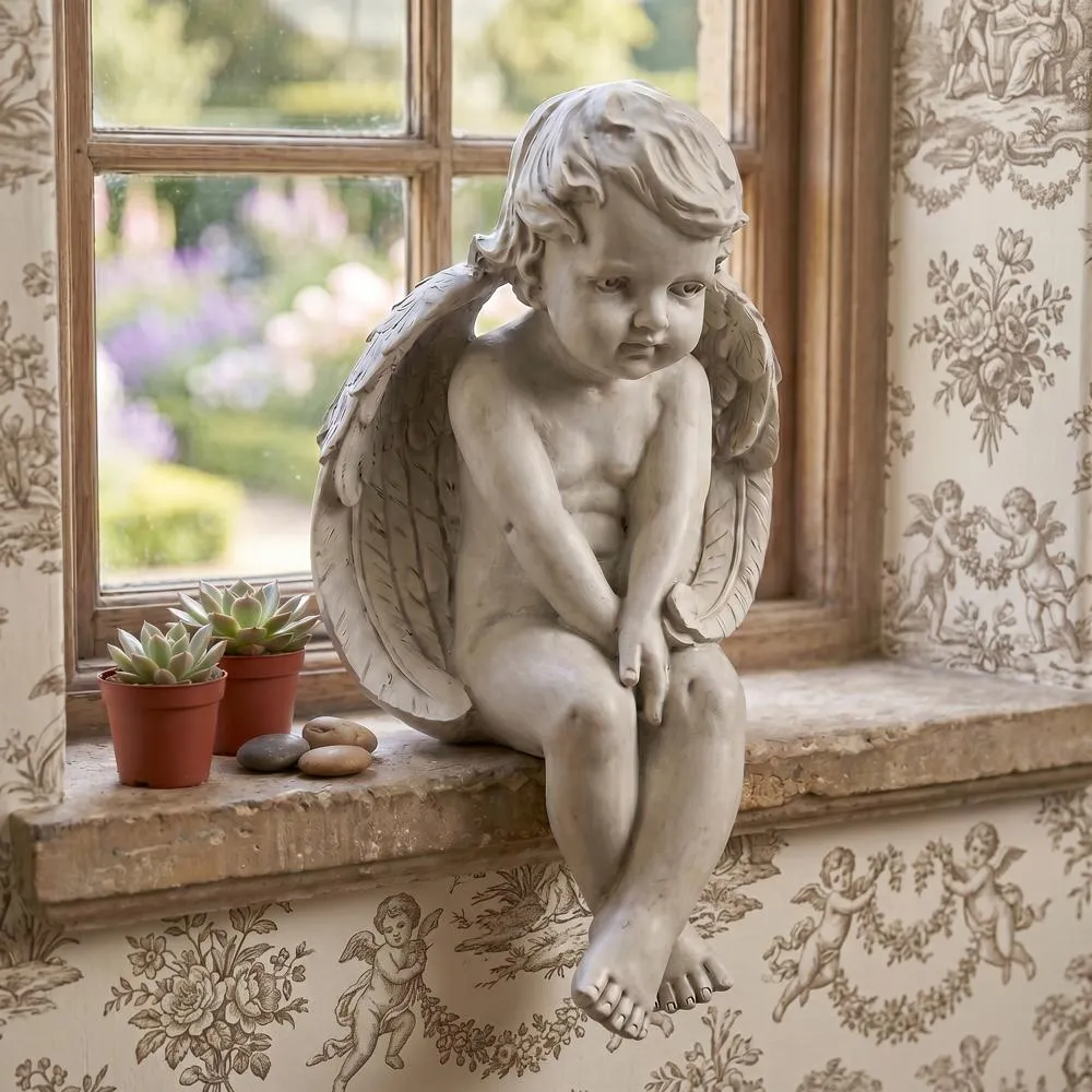 Angel of Meditation Sitting Cherub Statue