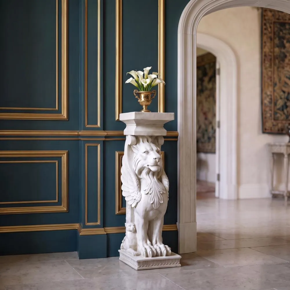Trapezophoron Sculptural Winged Lion Pedestal: Each