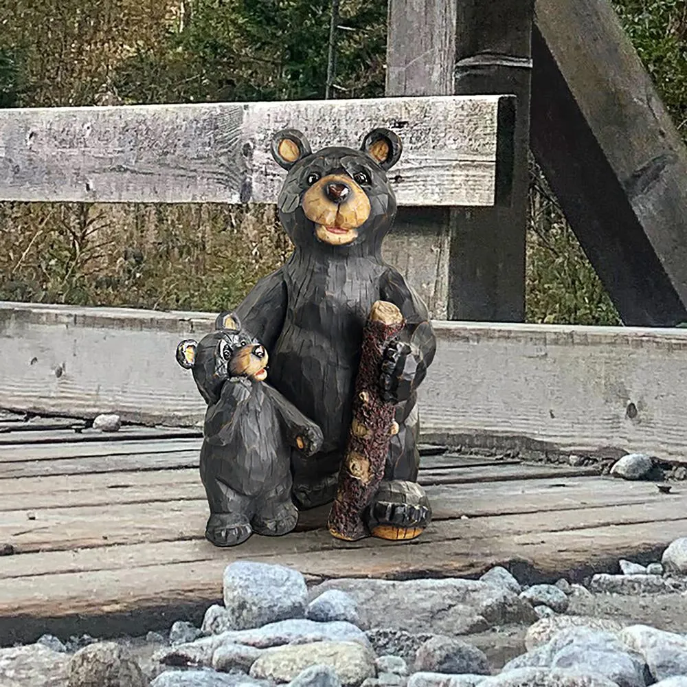 Black Forest Momma and Cub Bear Pair Statue