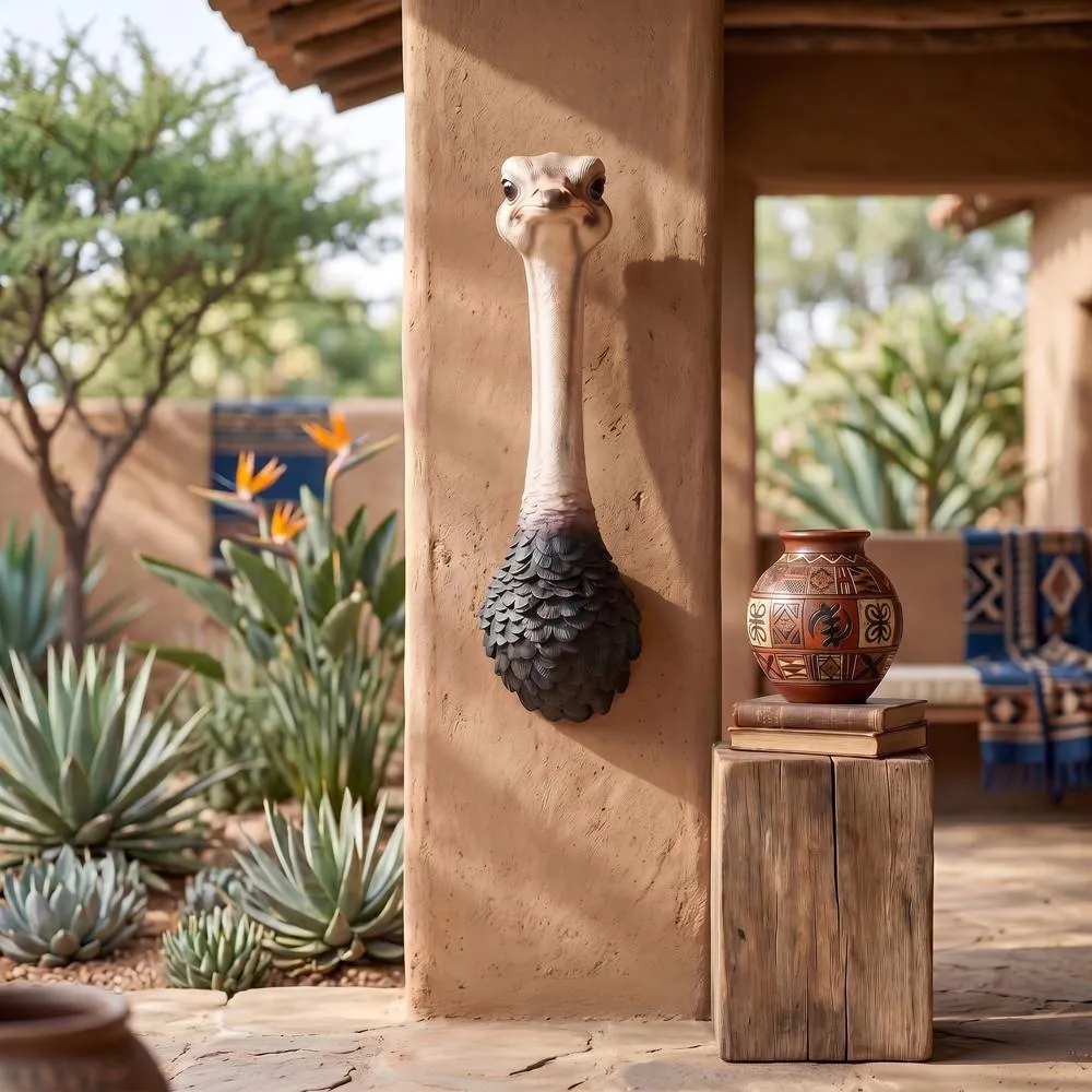 Ostrich Bird Trophy Wall Sculpture