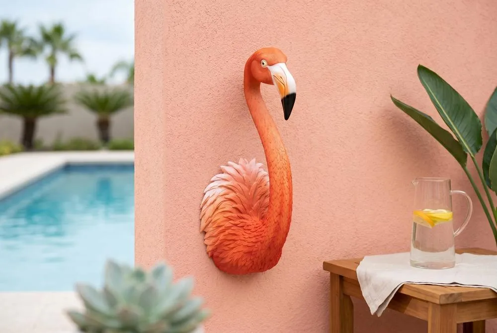 Pink Flamingo Tropical Pop Culture Icon Wall Sculpture