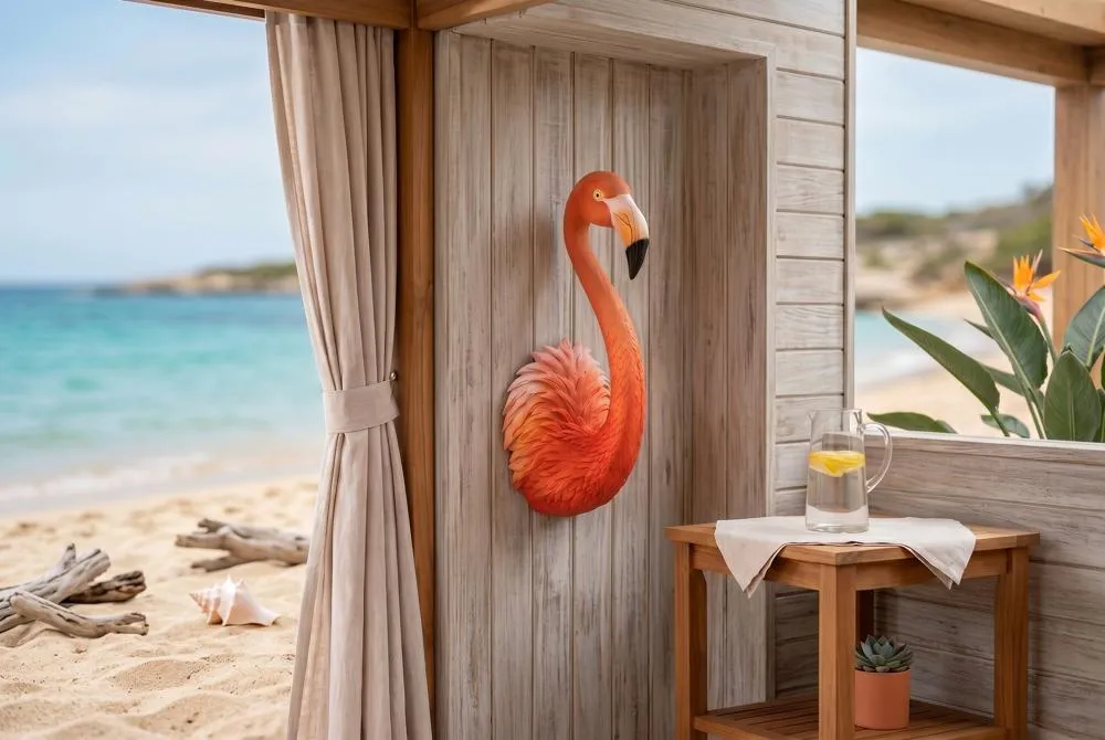 Pink Flamingo Tropical Pop Culture Icon Wall Sculpture