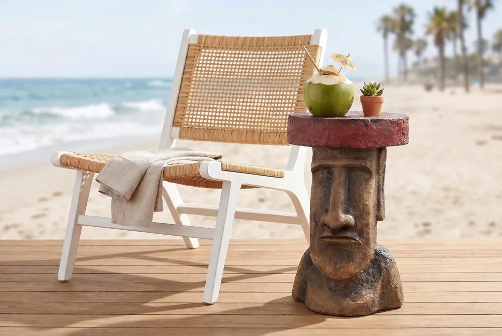Easter Island Polynesian Moai Head Sculptural Side Table