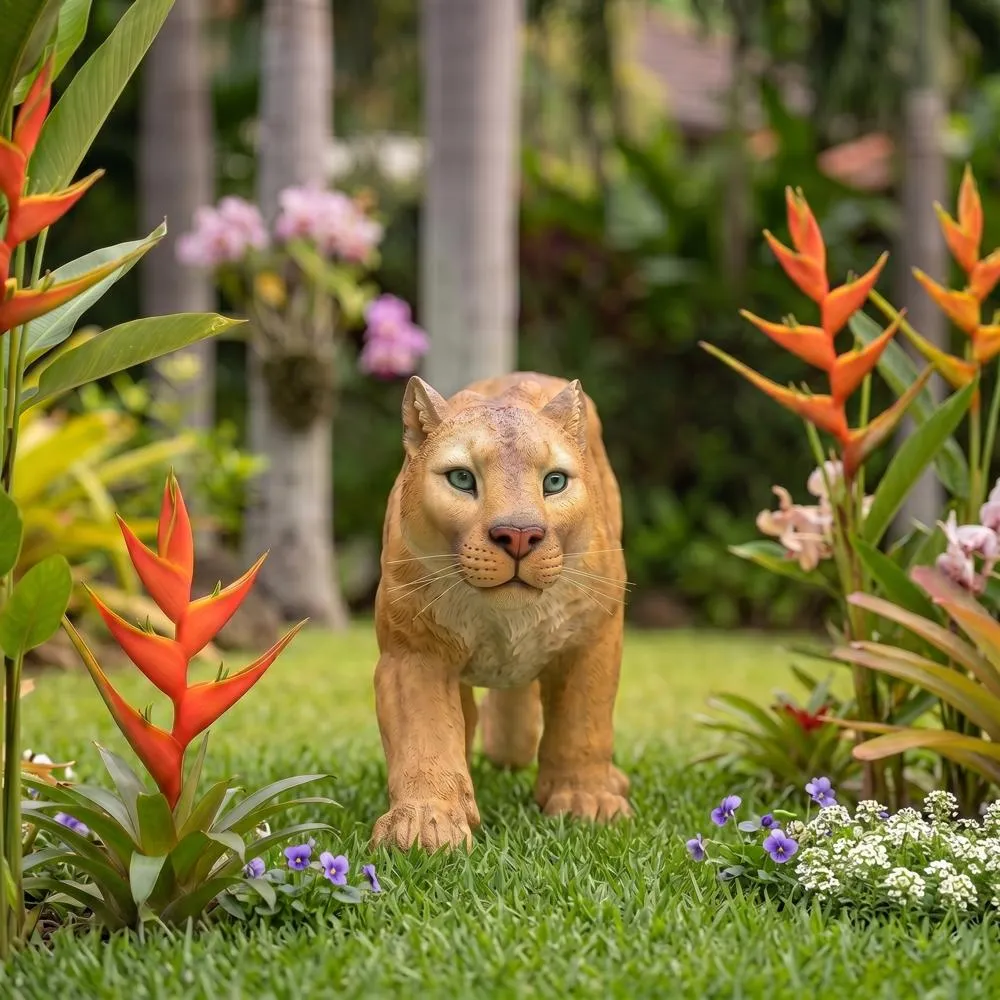 Prowling American Mountain Cougar Statue