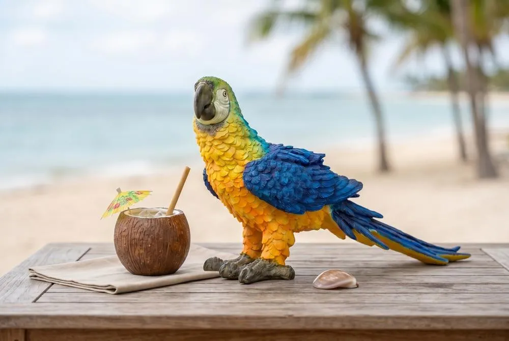Mortimer the Macaw Tropical Parrot Statue