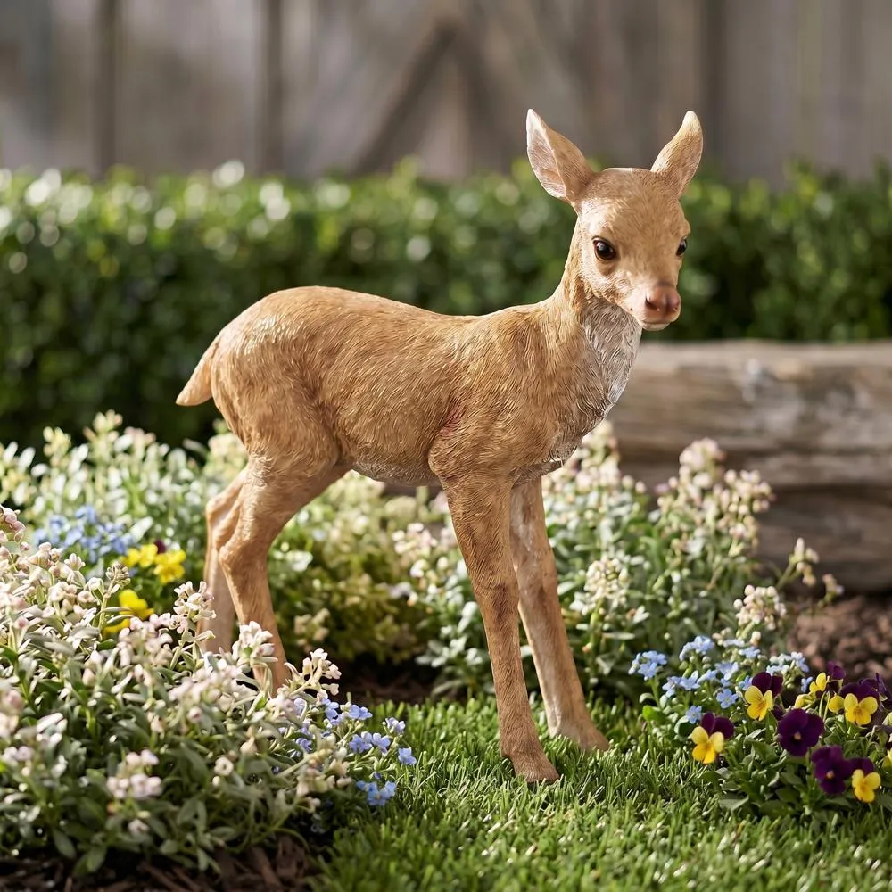 Foraging Fawn Baby Deer Garden Statue