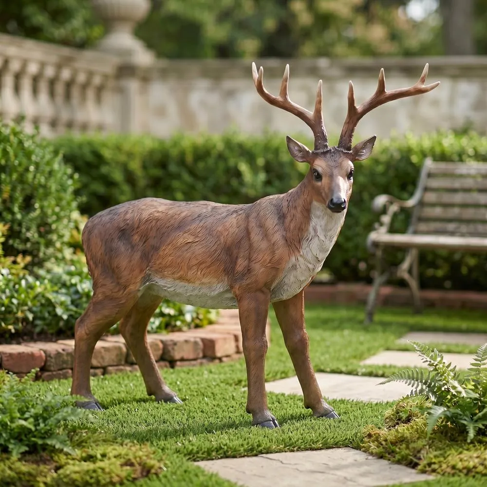 Big Rack Buck Deer Garden Statue