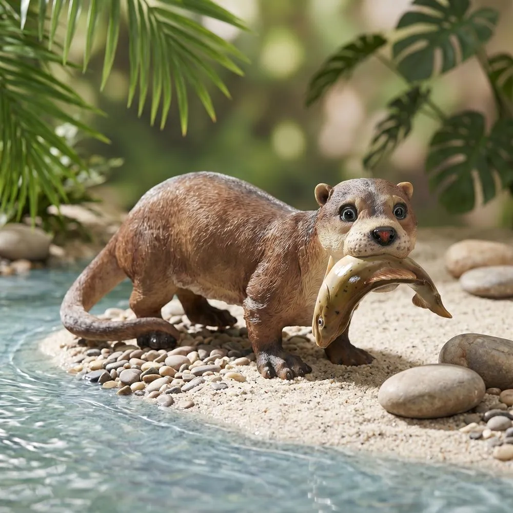 River Otter's Big Catch Garden Statue