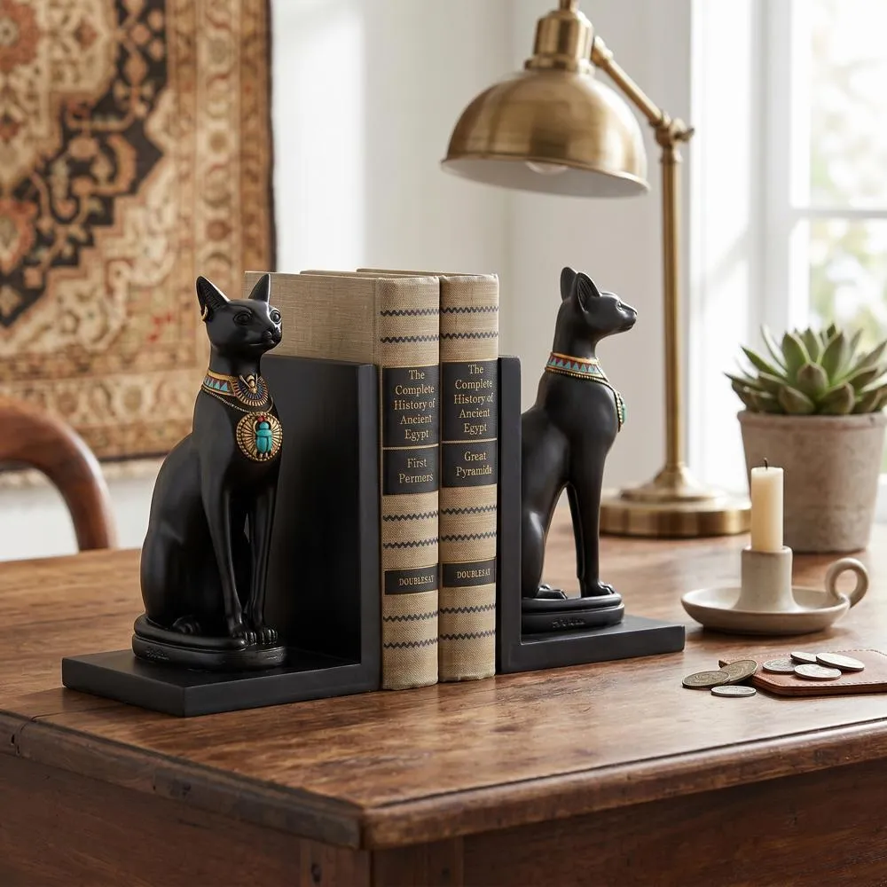 Bastet Cat Goddess of Ancient Egypt Sculptural Bookends