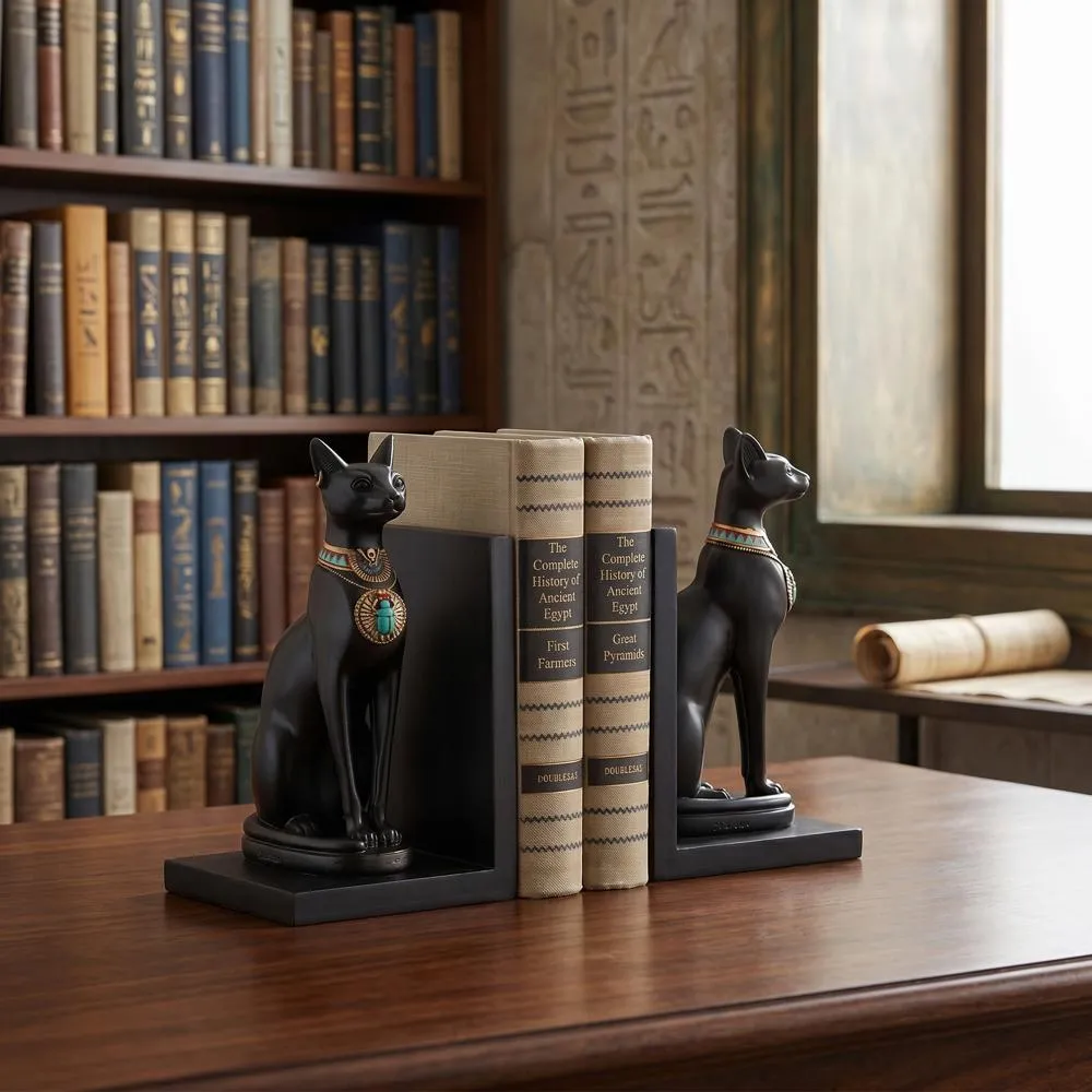 Bastet Cat Goddess of Ancient Egypt Sculptural Bookends