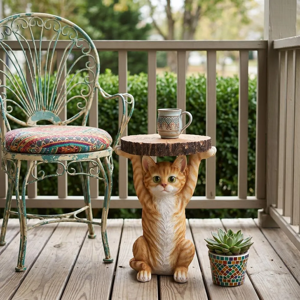Tabby at Your Service Sculptural Cat Side Table