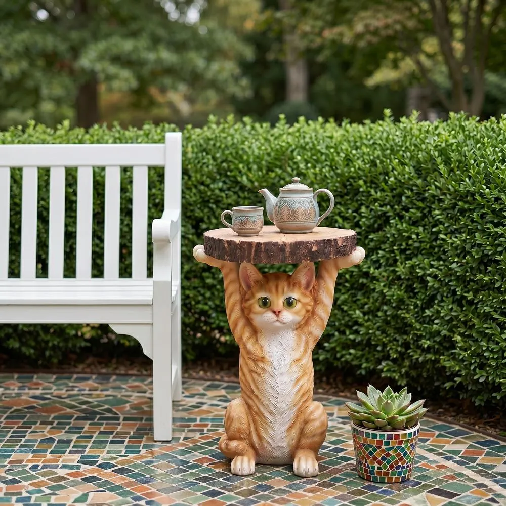 Tabby at Your Service Sculptural Cat Side Table