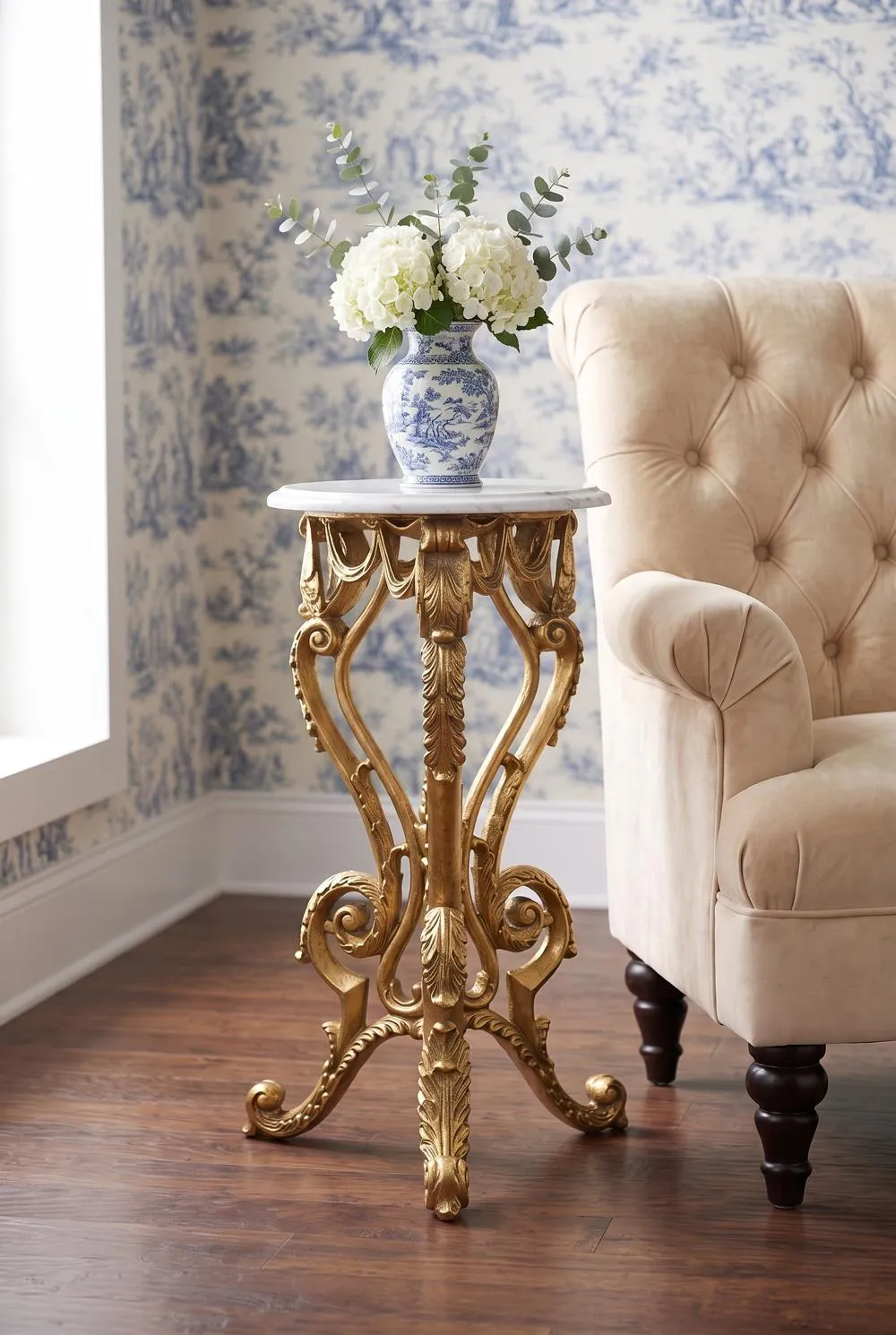 Palace of Versailles Petite Accent Pedestal Table