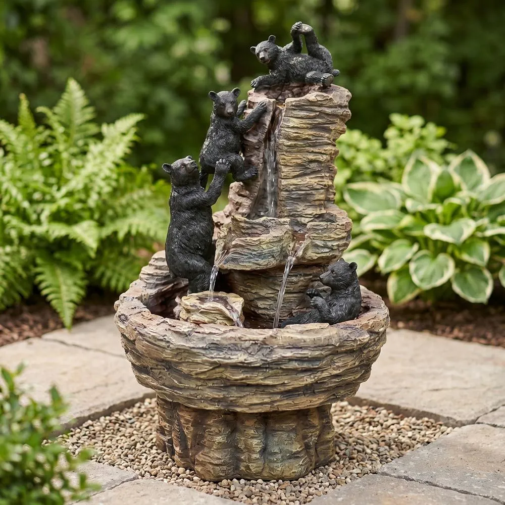 Rocky Mountain Splash Black Bears Garden Fountain