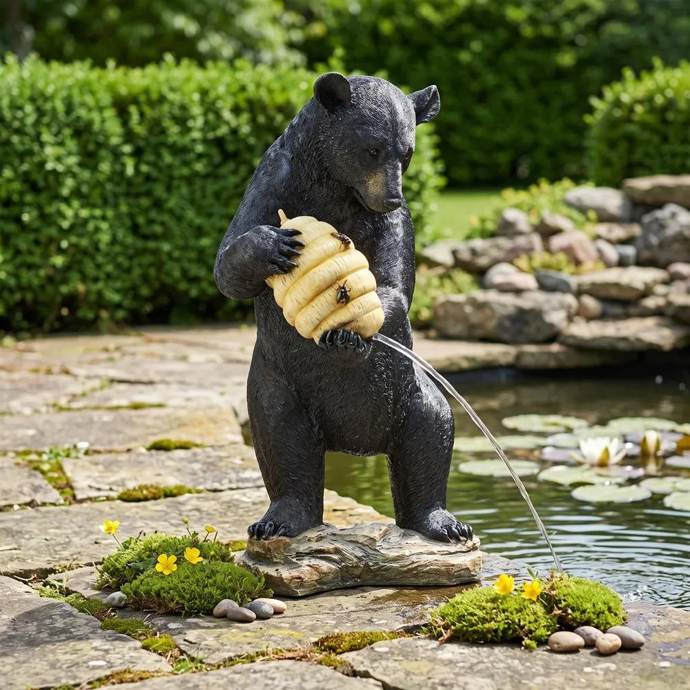 Beehive Black Bear Spitter Piped Statue