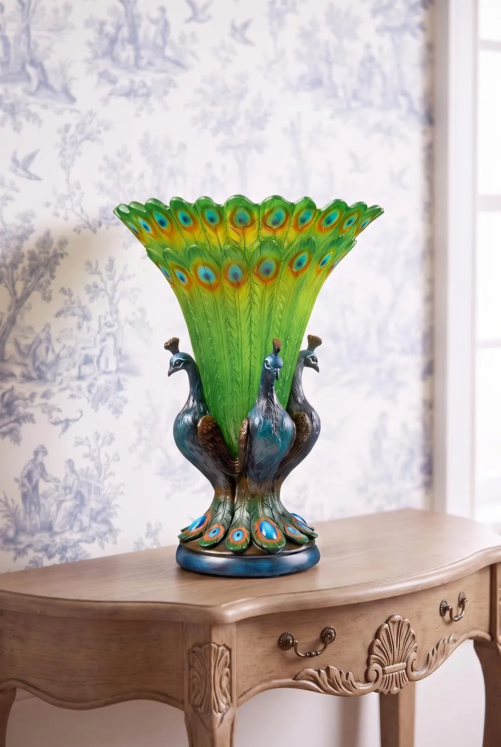 Grand Plumage Peacock Sculptural Vase