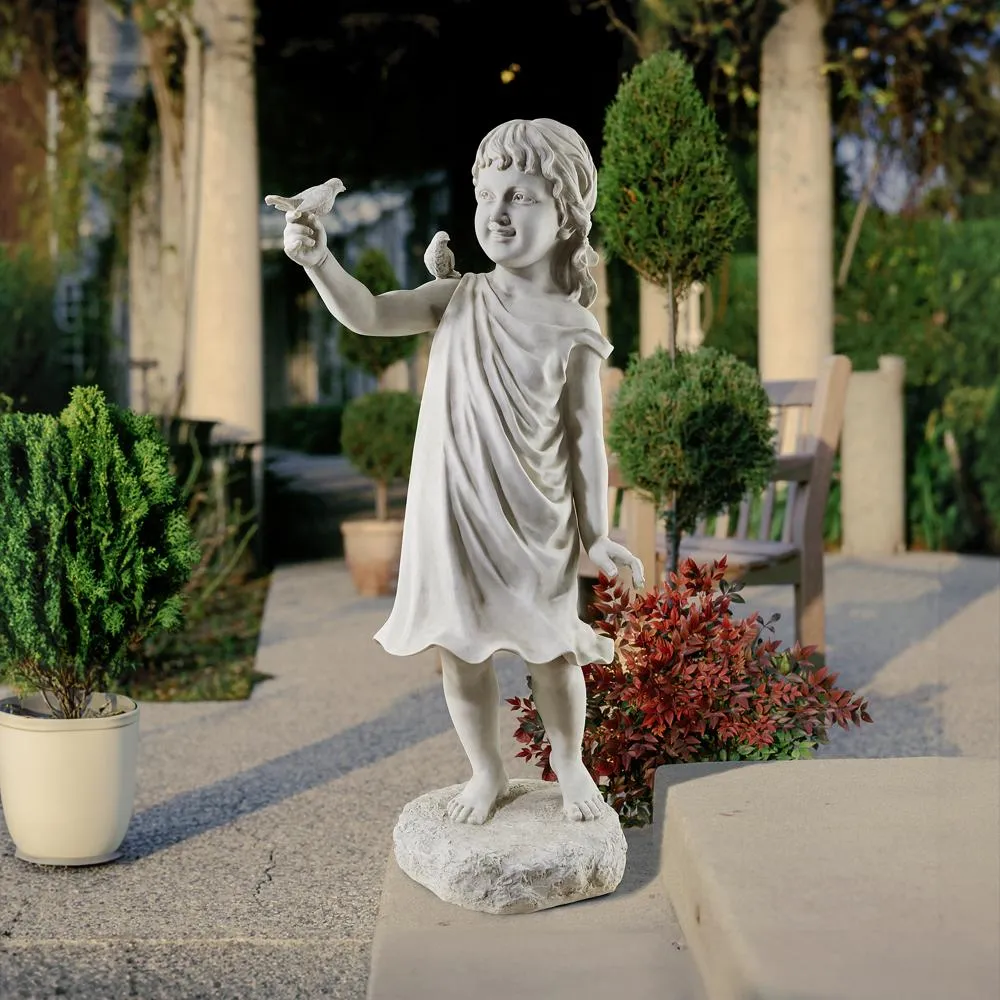 Mary Frances and her Feathered Friends Garden Girl Statue