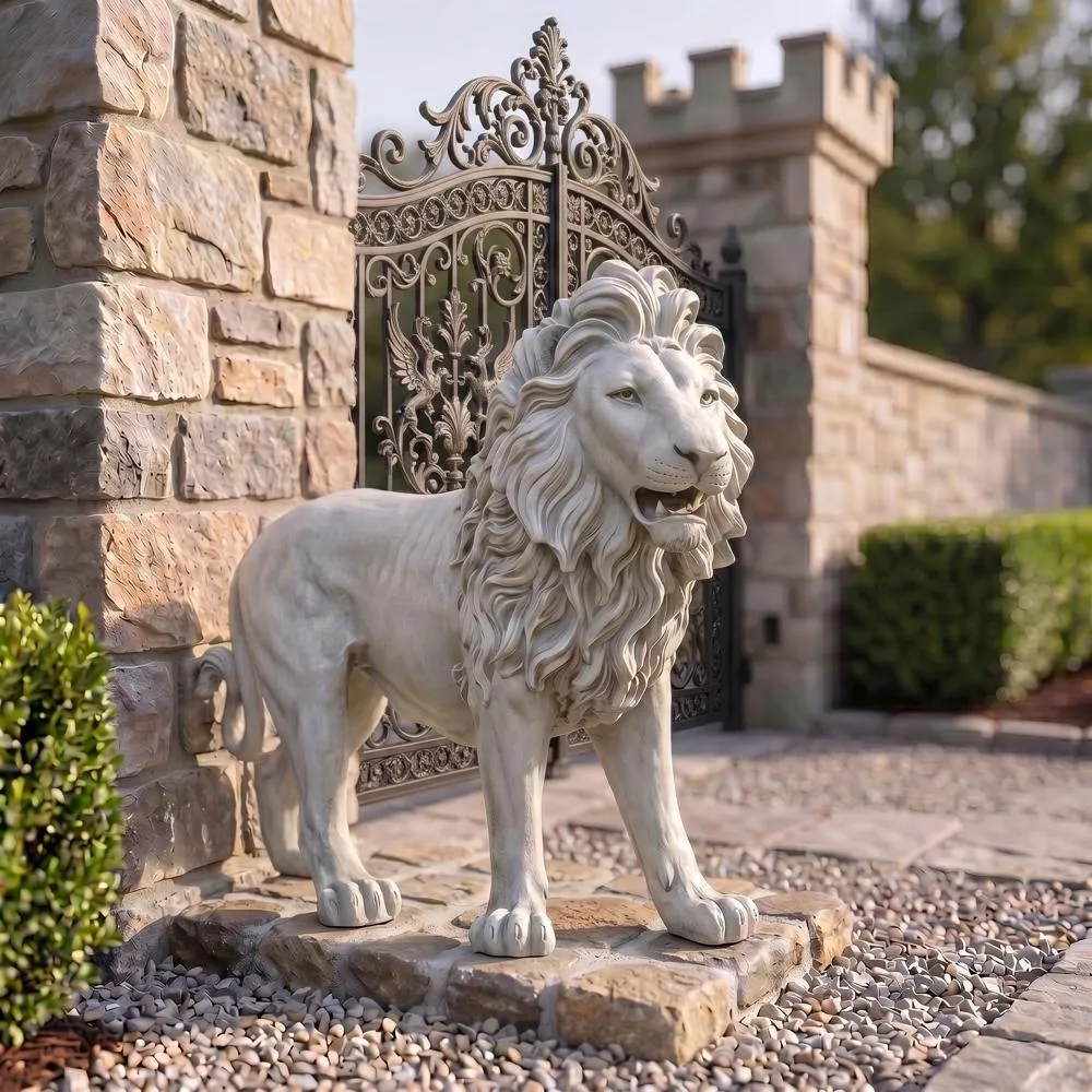 Regal Lion Sentinel of Grisham Manor Statue: Left Foot Forward