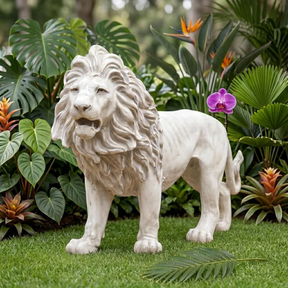 Regal Lion Sentinel of Grisham Manor Statue: Right Foot Forward
