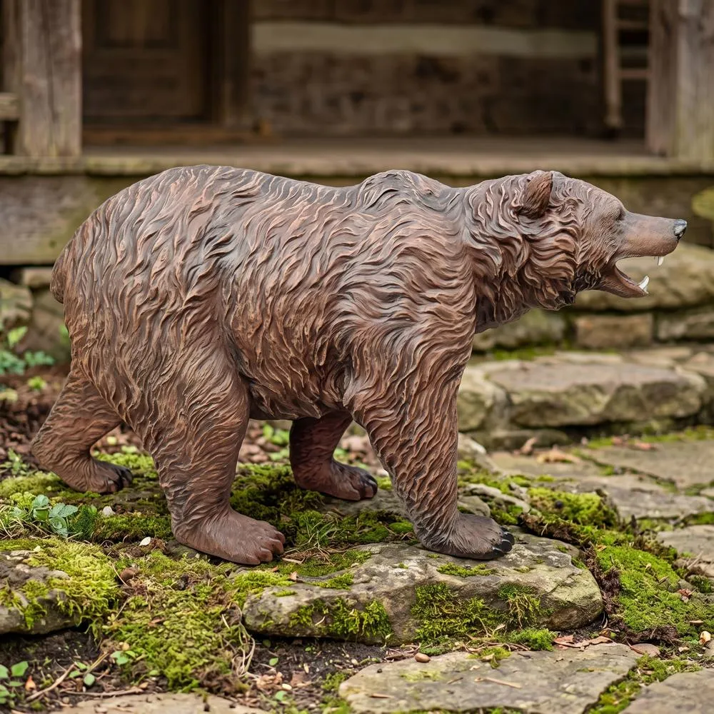 Grand-Scale Grizzly Brown Bear Garden Statue
