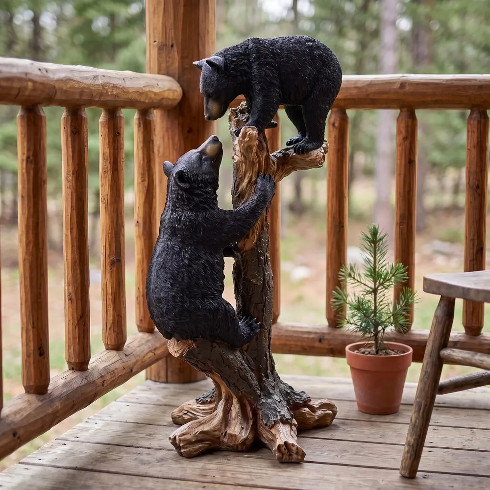 Climbing Cubs Black Bear Statue