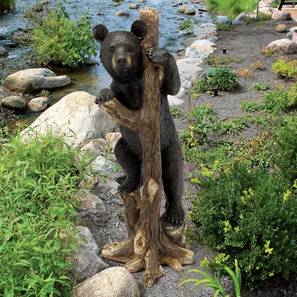 Up a Tree Bashful Black Bear Cub Statue