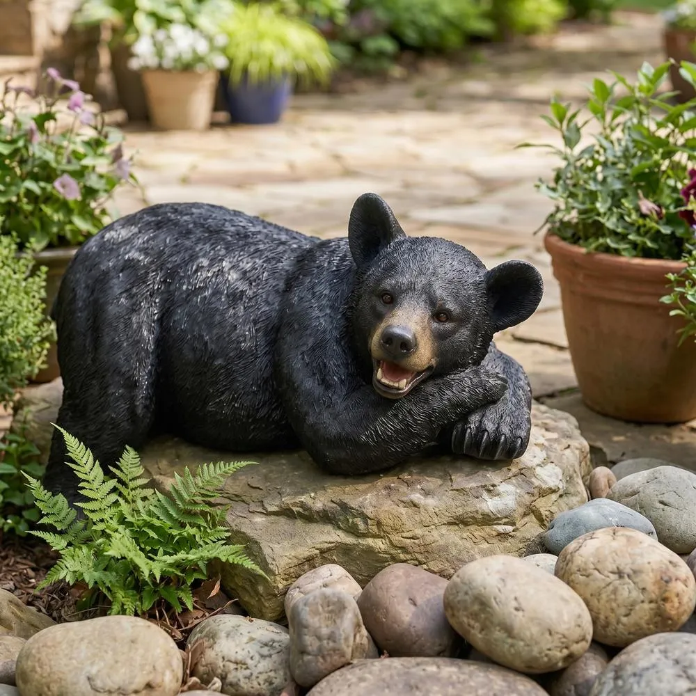 Lemont the Lovable Lounger Black Bear Statue