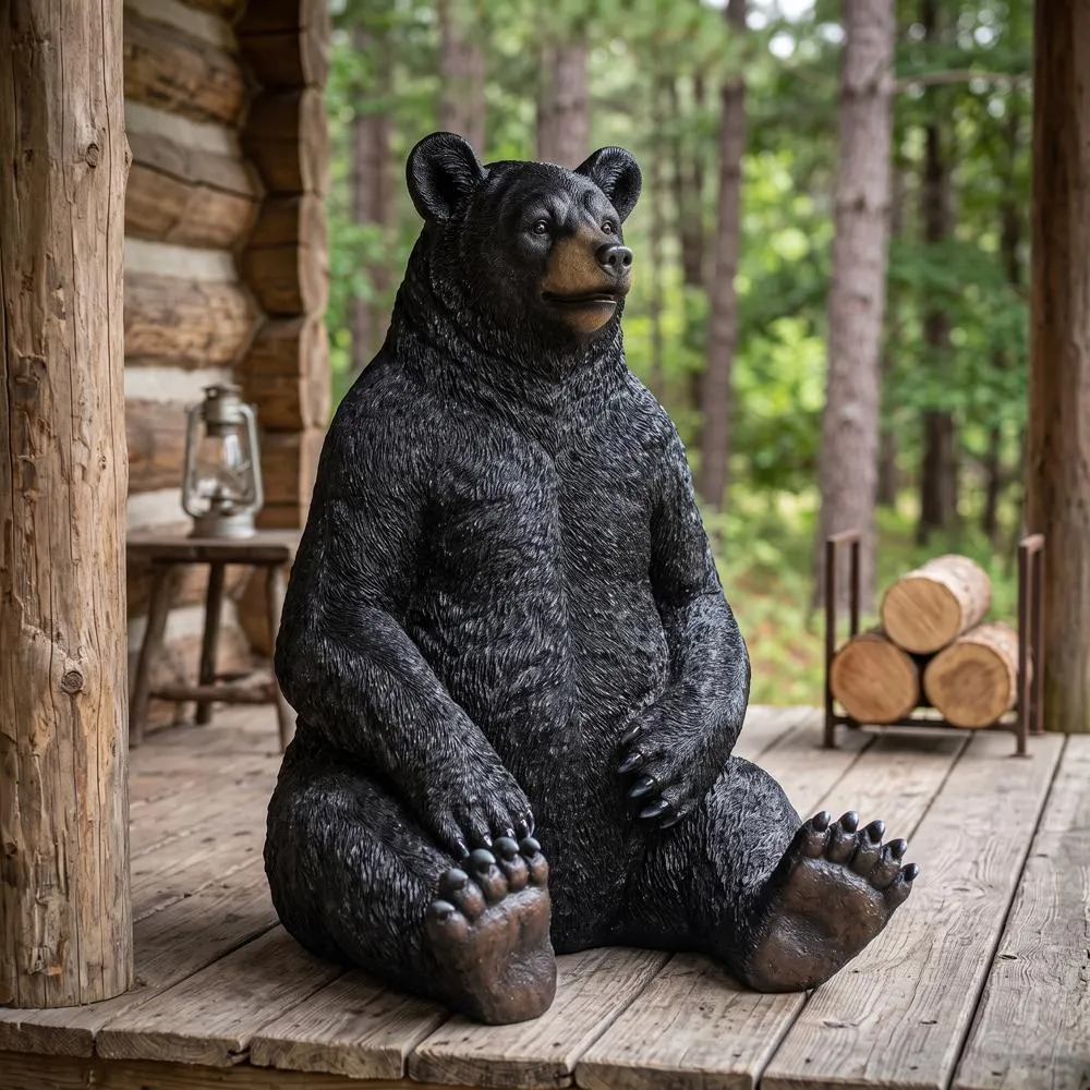 Bear-Zerk Giant Sitting Black Bear Statue