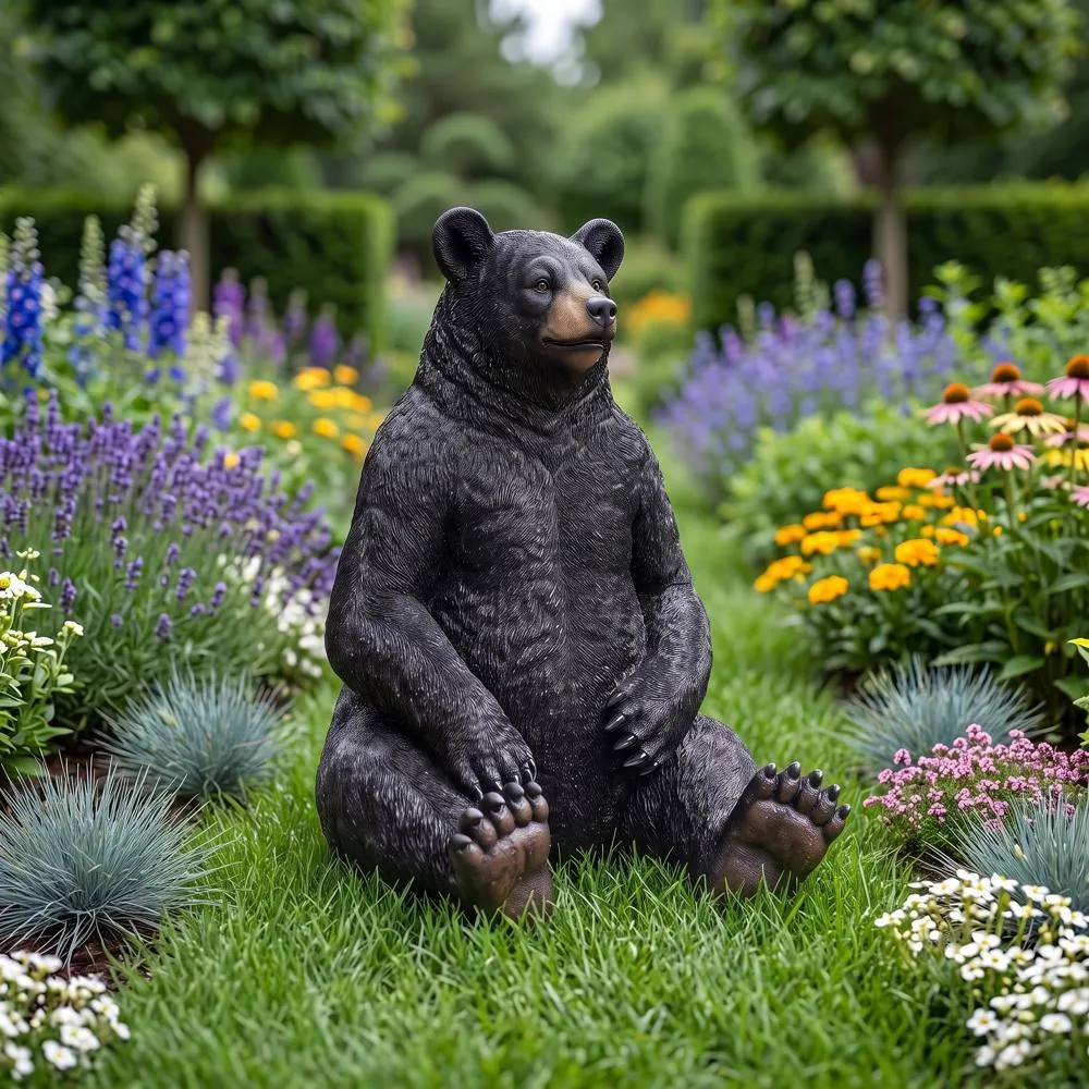 Bear-Zerk Giant Sitting Black Bear Statue