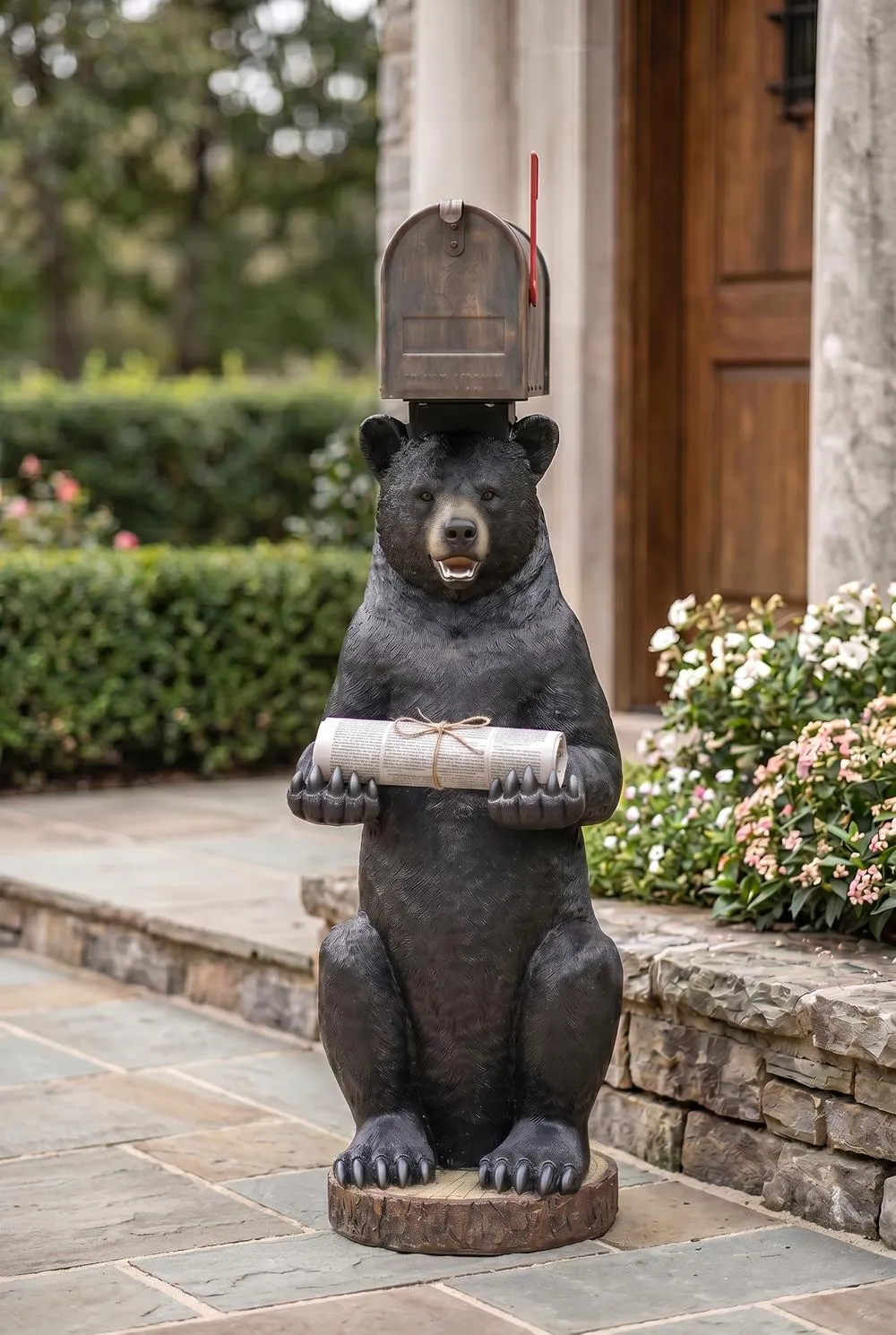 Postal Bear Mailbox Post Sleeve Statue