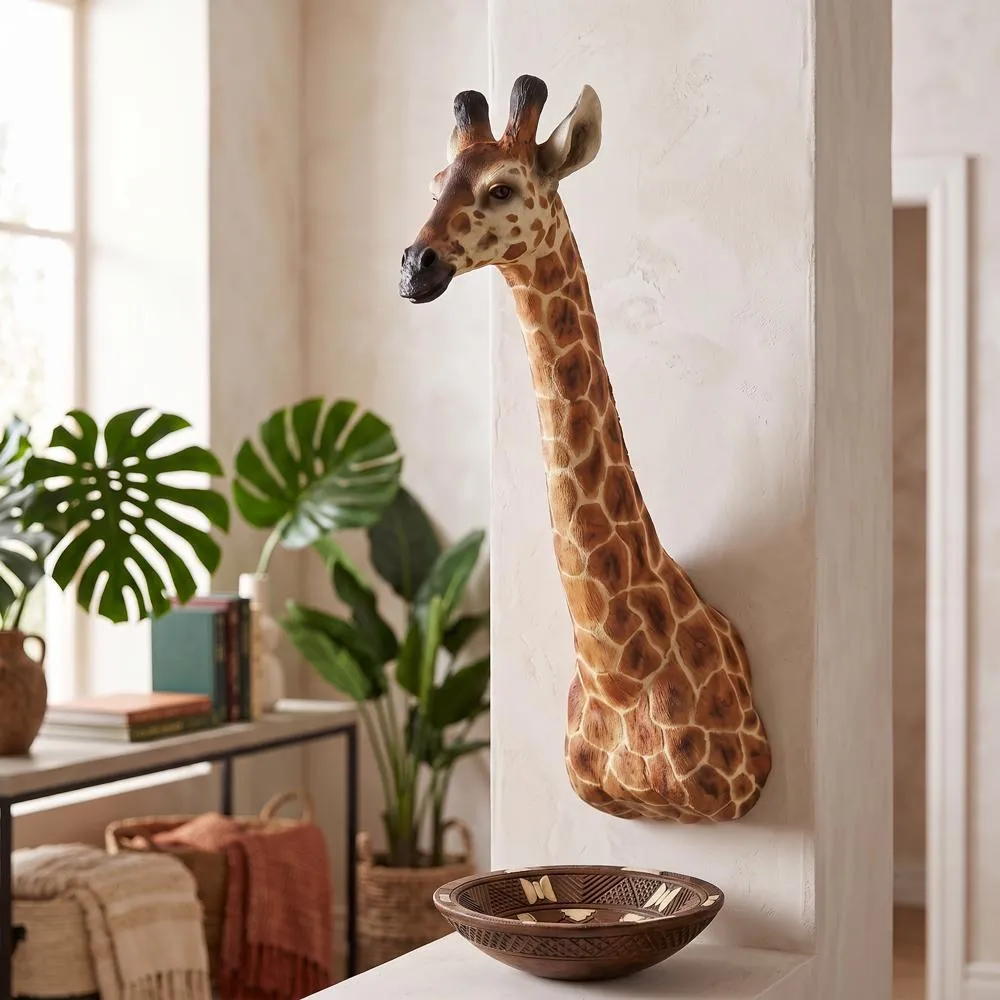 African Giraffe Trophy Wall Sculpture