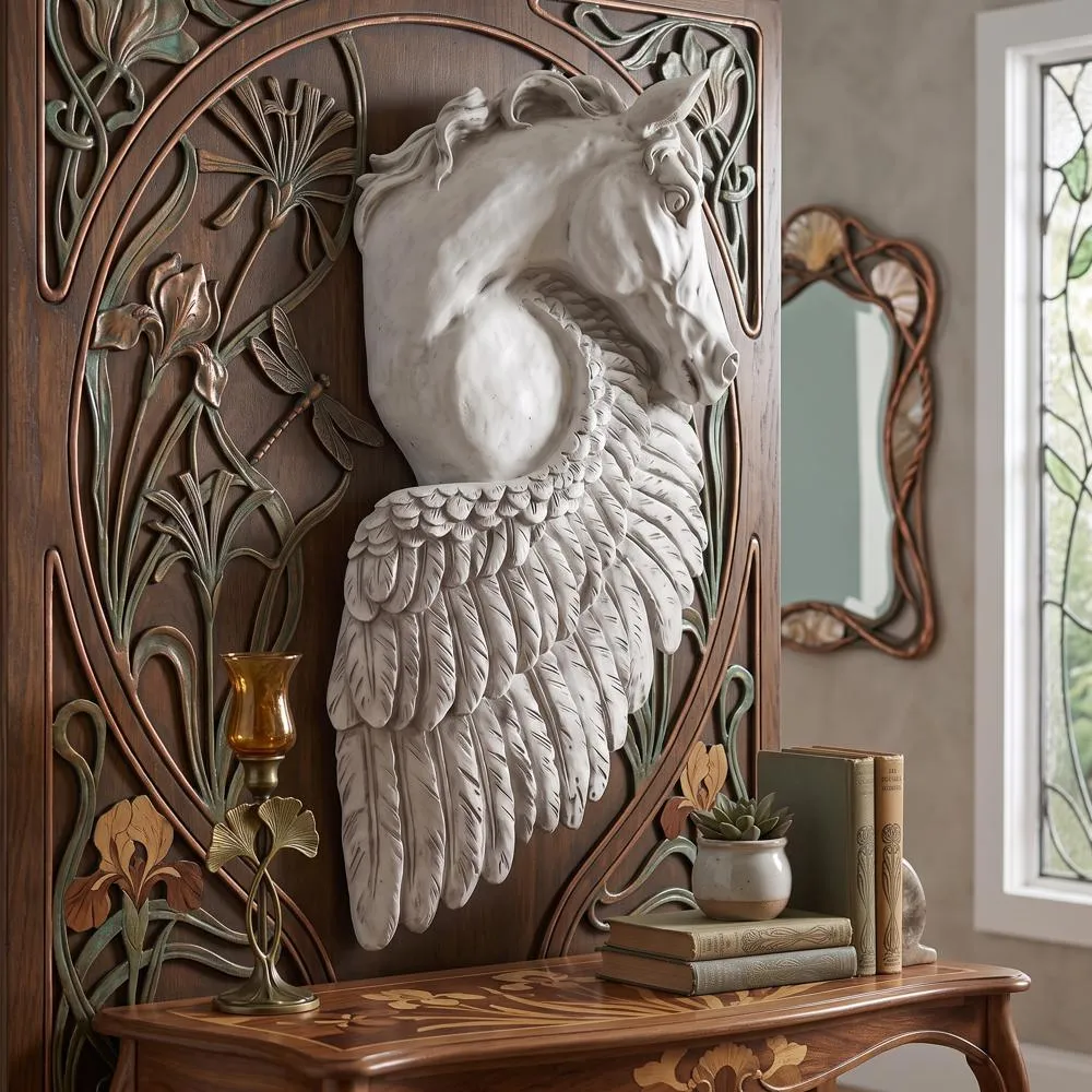 Wings of Fury Pegasus Horse Wall Sculpture
