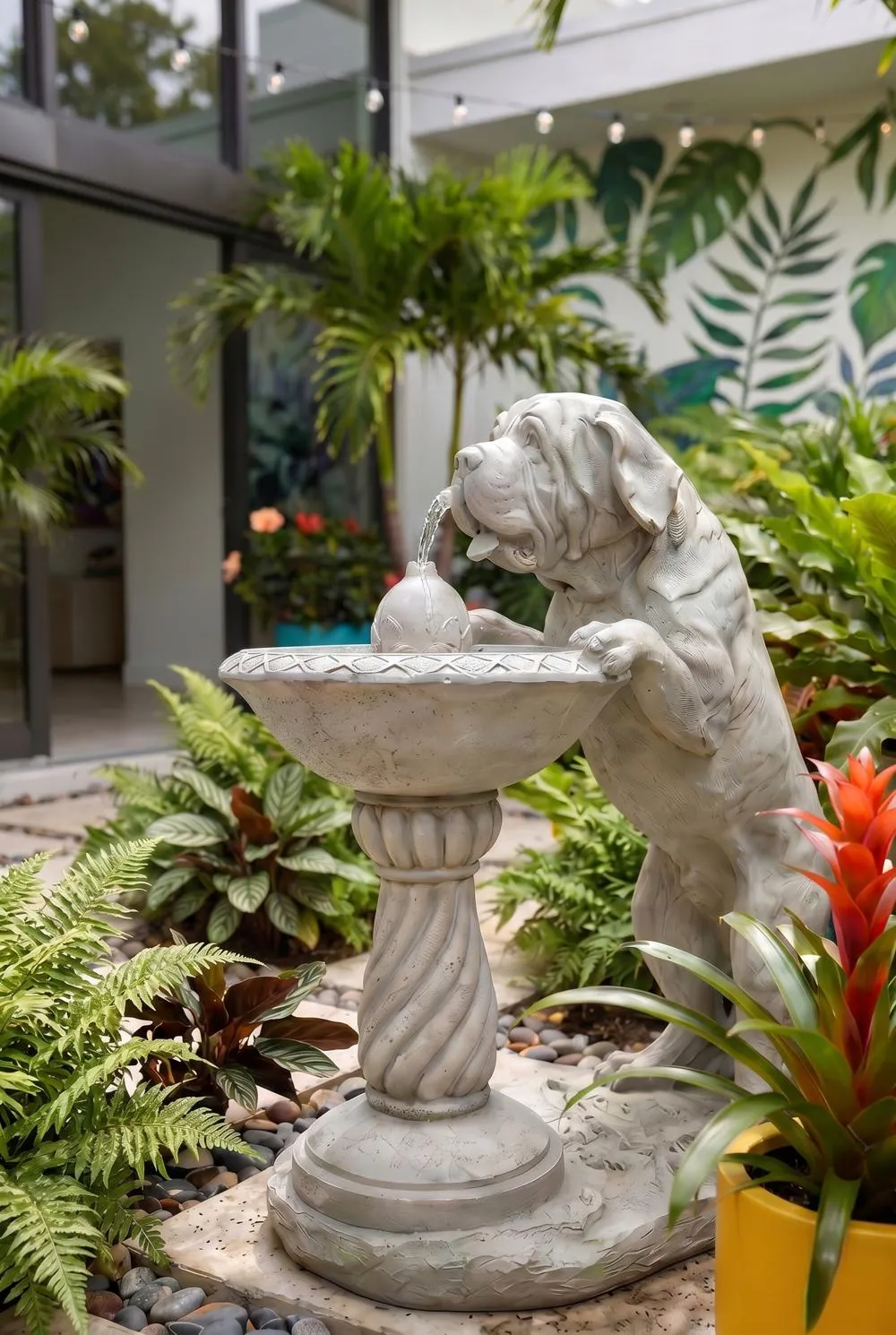 Quenching a Big Thirst Sculptural Dog Fountain