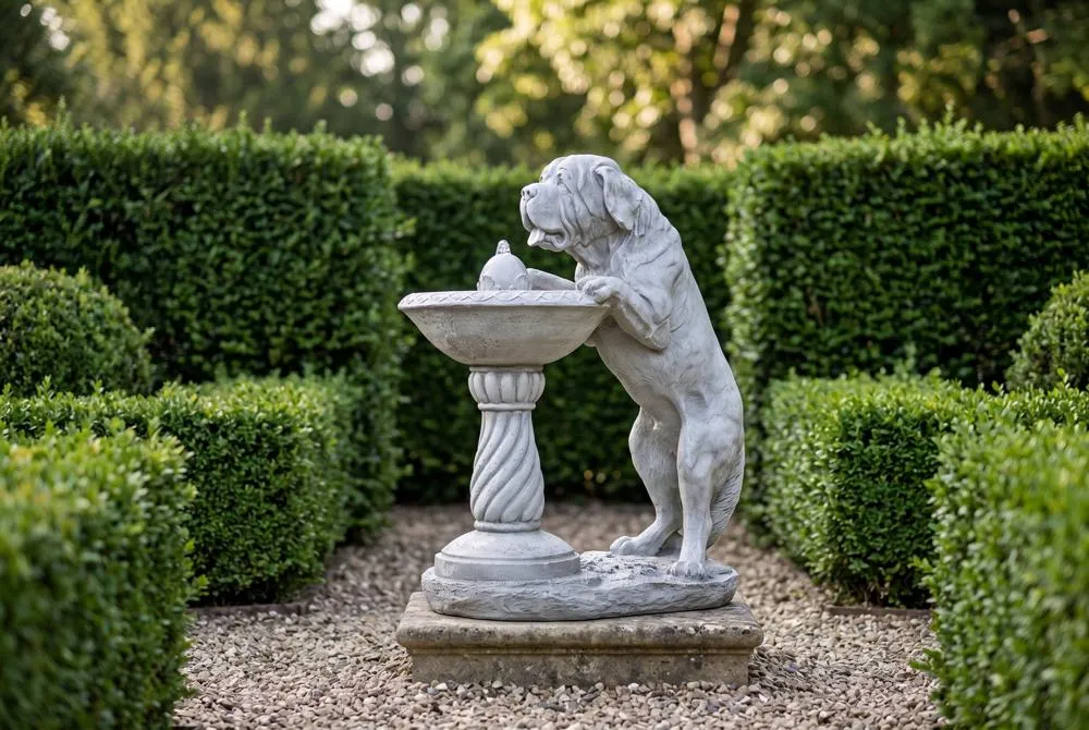 Quenching a Big Thirst Sculptural Dog Fountain