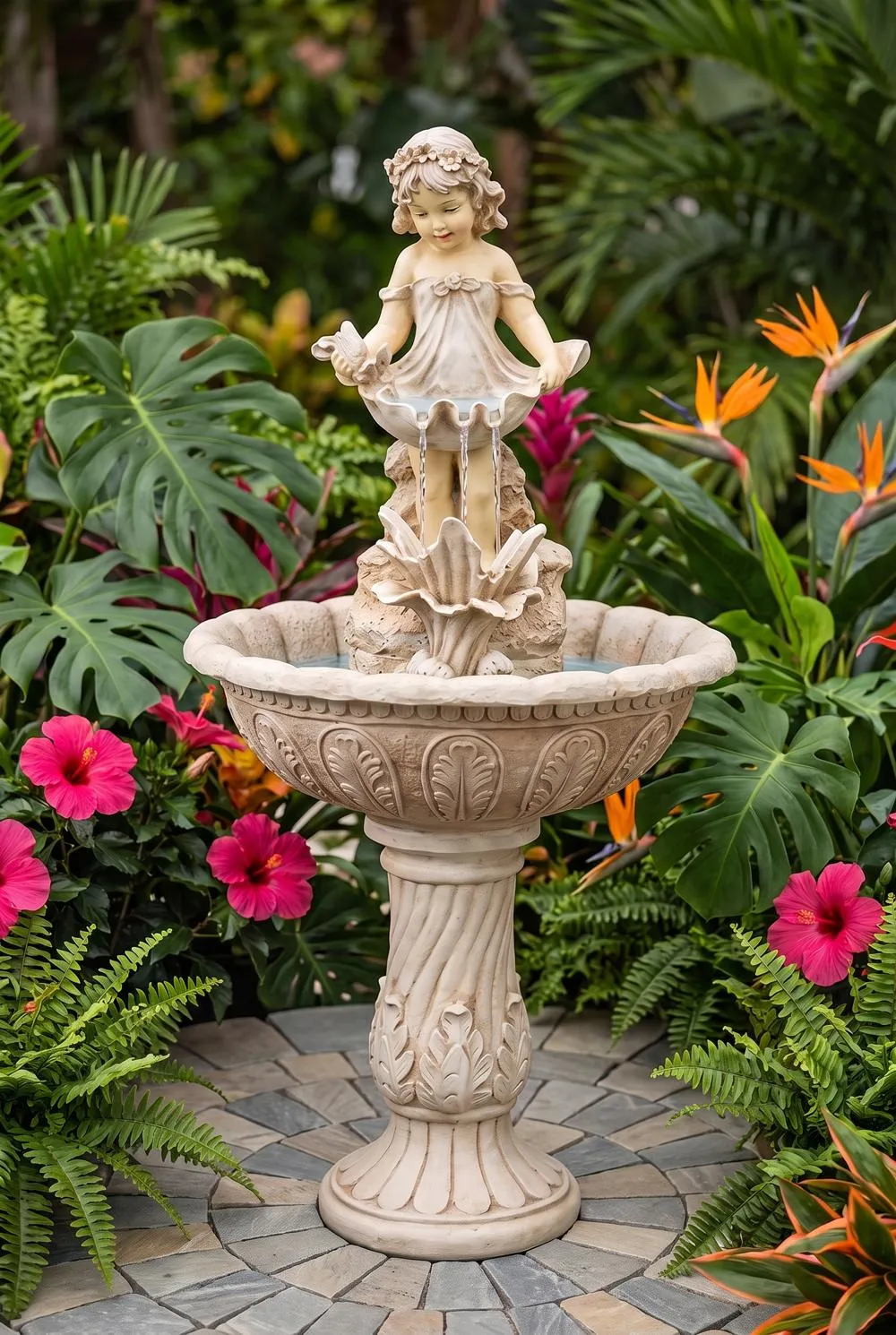 Abigail's Bountiful Apron Sculptural Fountain with Splash