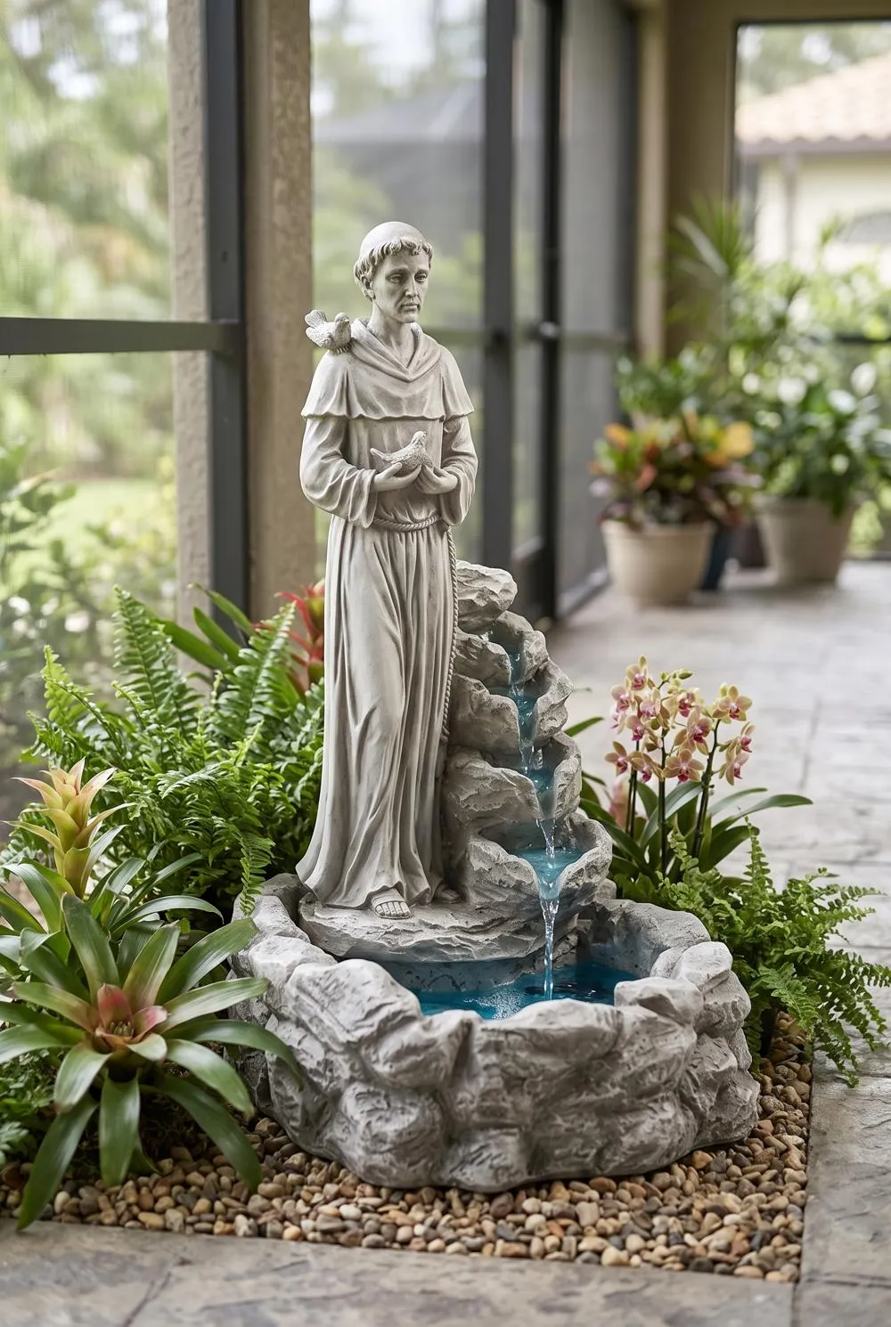 Nature's Blessed Prayer Saint Francis Sculptural Fountain