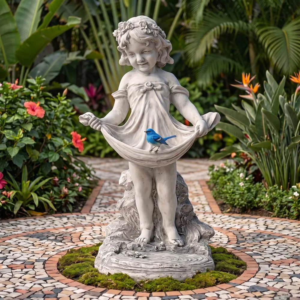 Abigail's Bountiful Apron Birdbath Statue