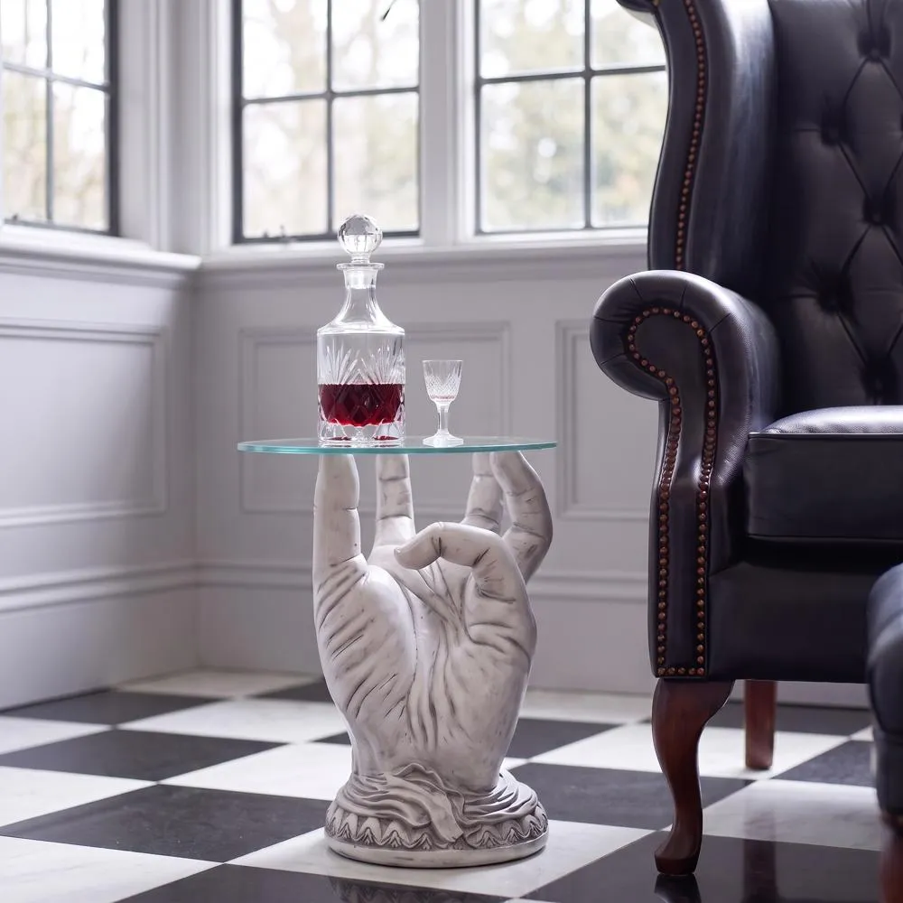 At Your Service Glass-Topped Sculptural Table
