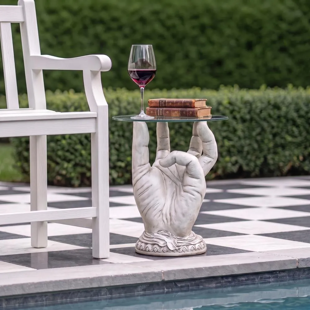 At Your Service Glass-Topped Sculptural Table