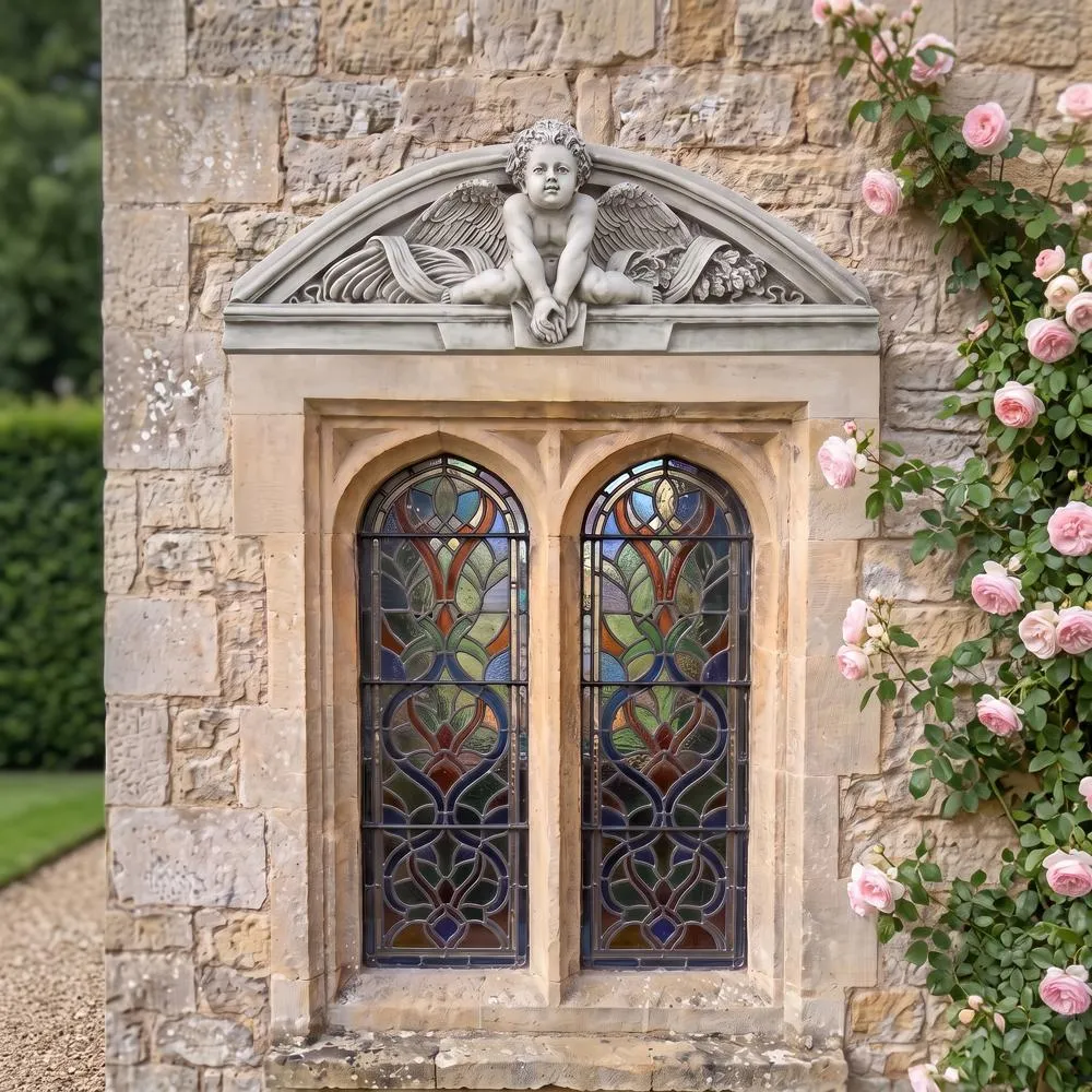 Cherubs Grande Welcome Sculptural Wall Pediment