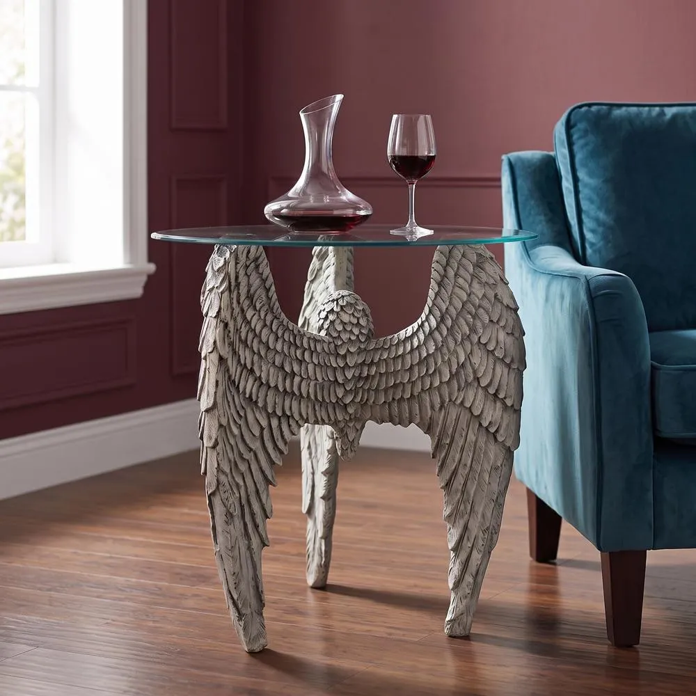 Angel Wings at Our Feet Glass-Topped Sculptural Table