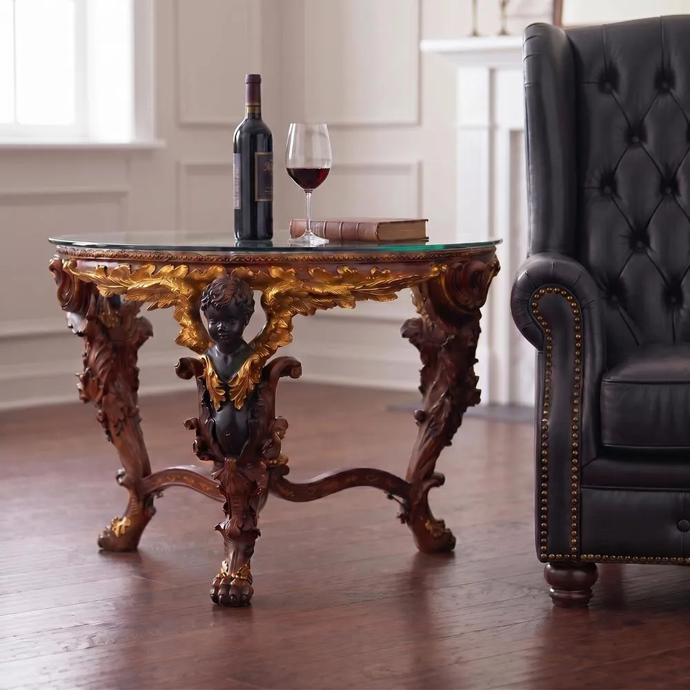 Louis XIV Glass-Topped Cocktail Table