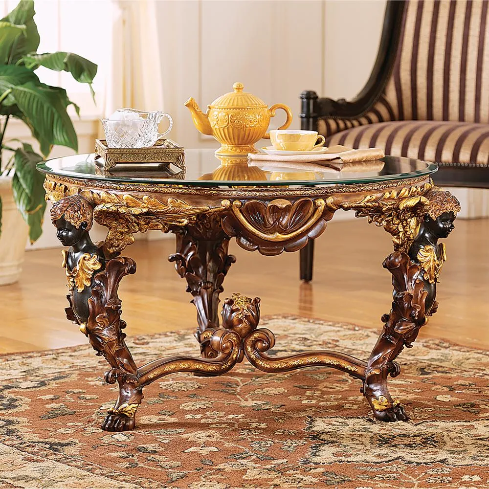 Louis XIV Glass-Topped Cocktail Table